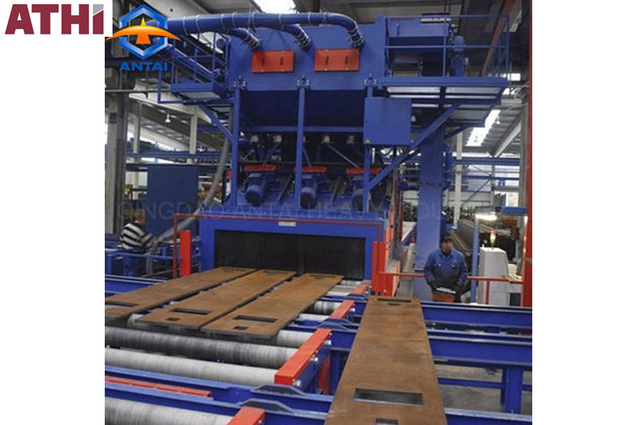 Steel Plate Roller Conveyor Type Shot Blasting Machine/H beam blasting equipment