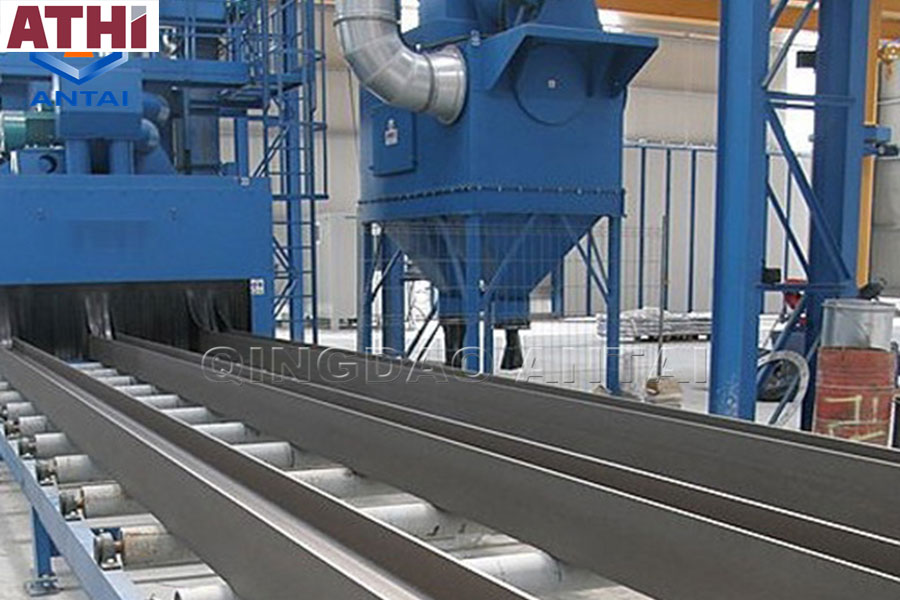 QAT6940 roller conveyor type shot blasting machine for steel structures and H beam